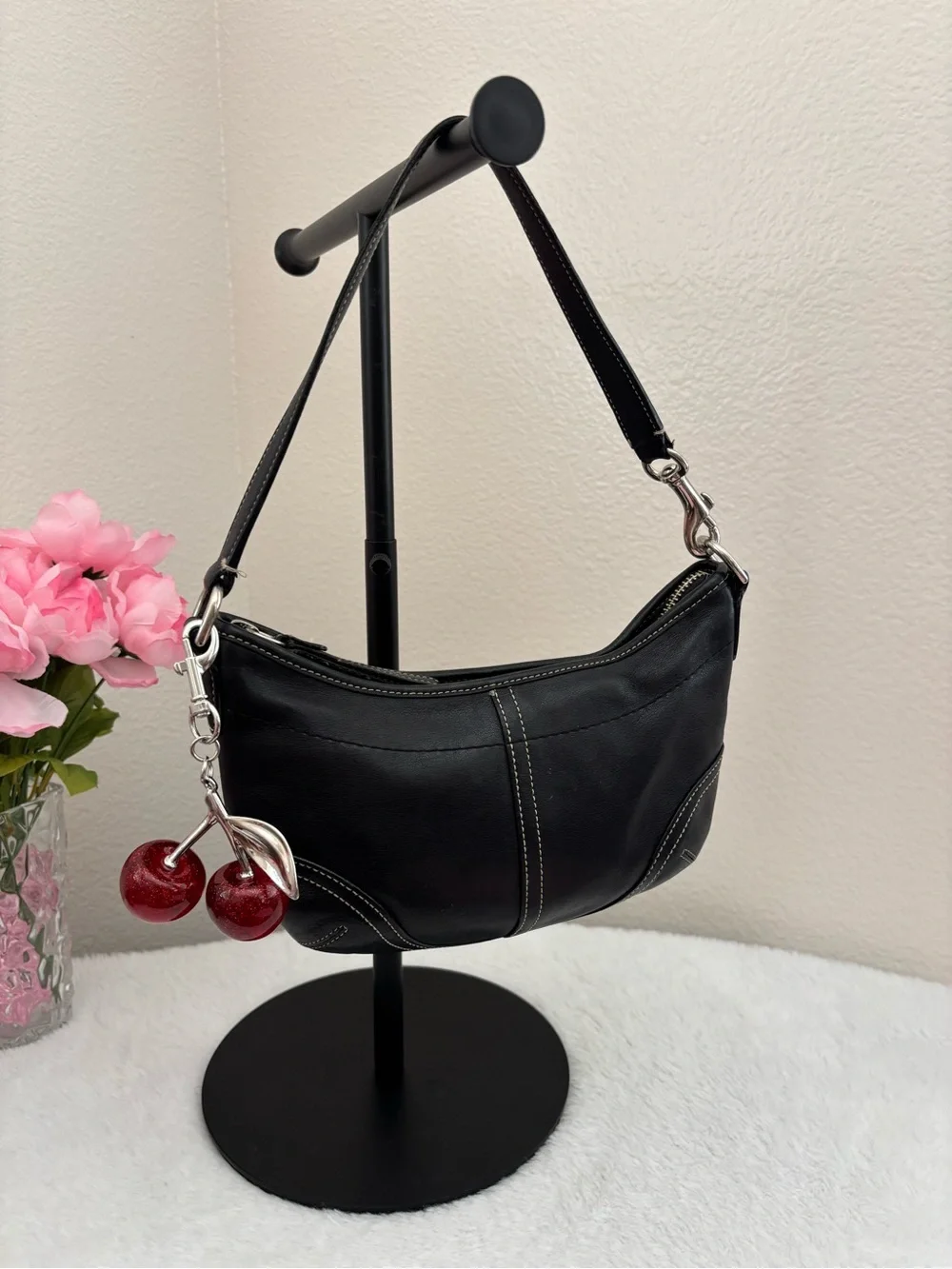Y2k Coach Soho Mini Black Leather Hobo Bag
